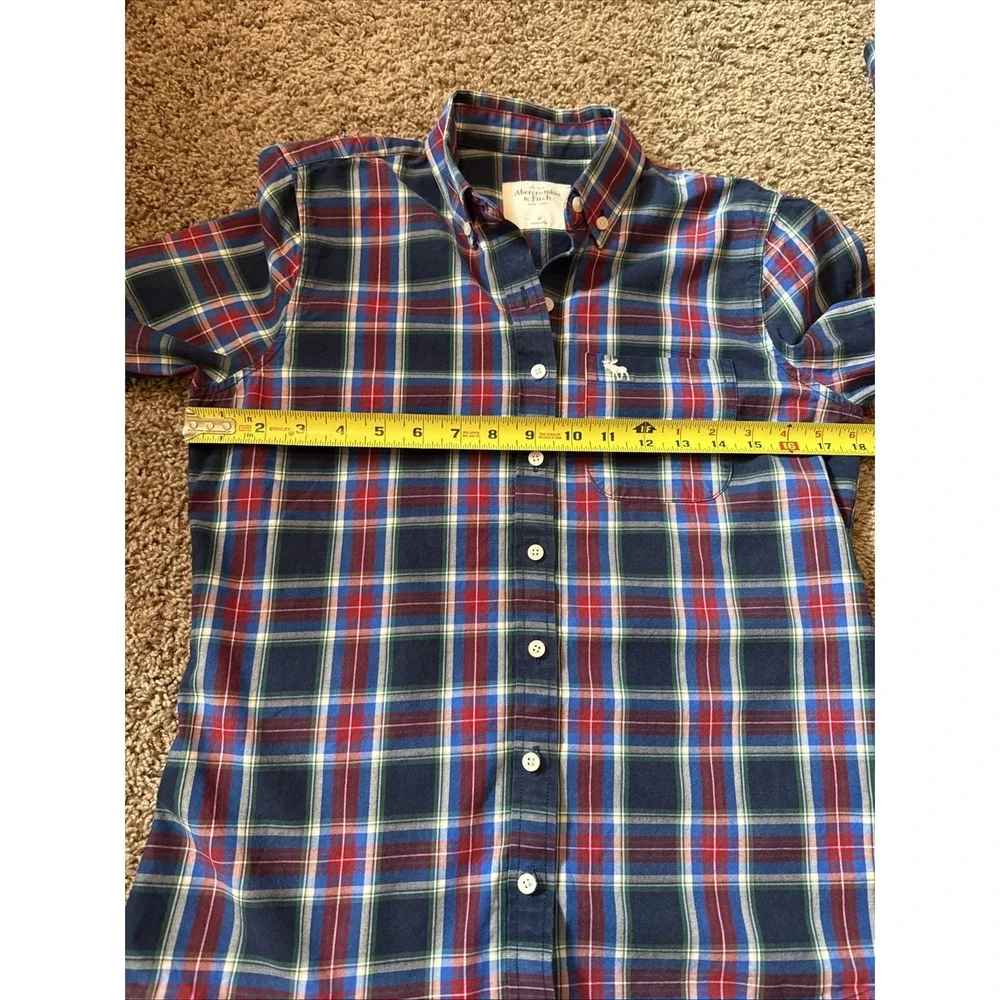 Abercrombie Kids Boy's Flannel Plaid Red/Navy  100% Cotton Shirt Size Med BTS